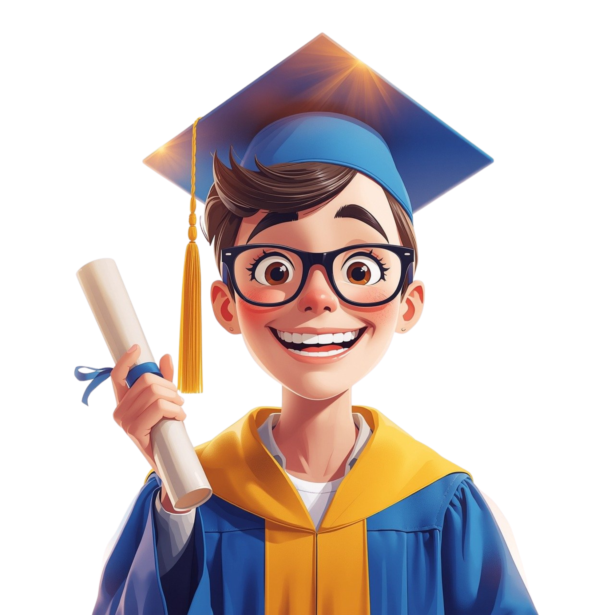 Ilustrasi mahasiswa UNIRU sedang belajar dengan latar belakang kampus modern